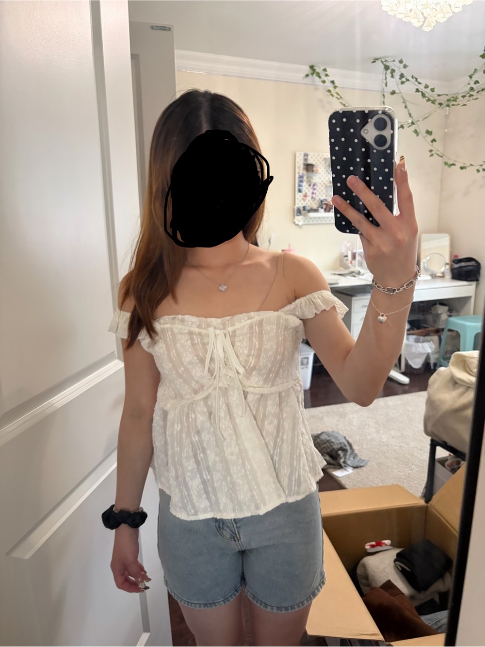 White Ruffled Babydoll Top - Picture 3 of 3